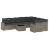 vidaXL Salon de jardin avec coussins 10 pcs gris r&eacute;sine tress&eacute;e