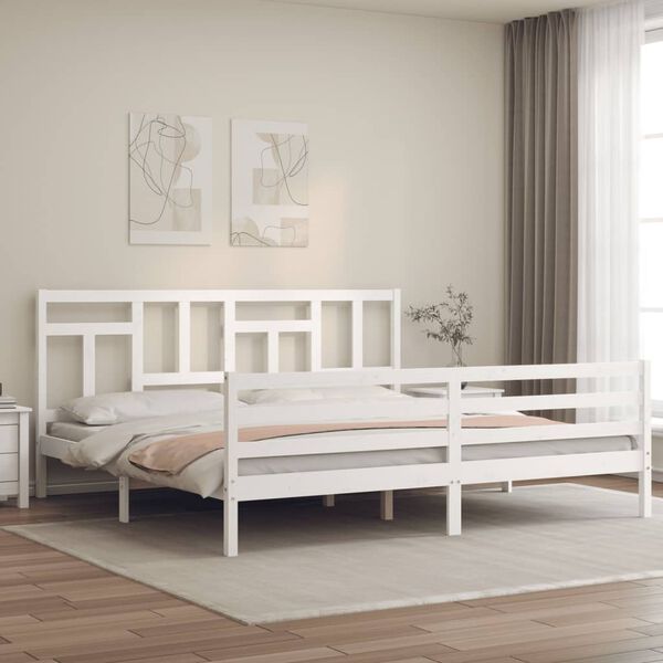vidaXL Cadre de lit sans matelas blanc 200x200 cm bois massif