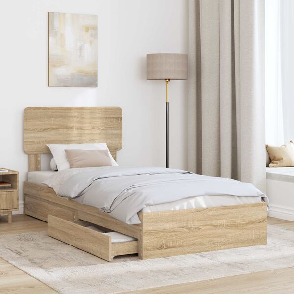 vidaXL Lit de Rangement Ch&ecirc;ne Sonoma 90 x 200 cm Bois d'ing&eacute;nierie