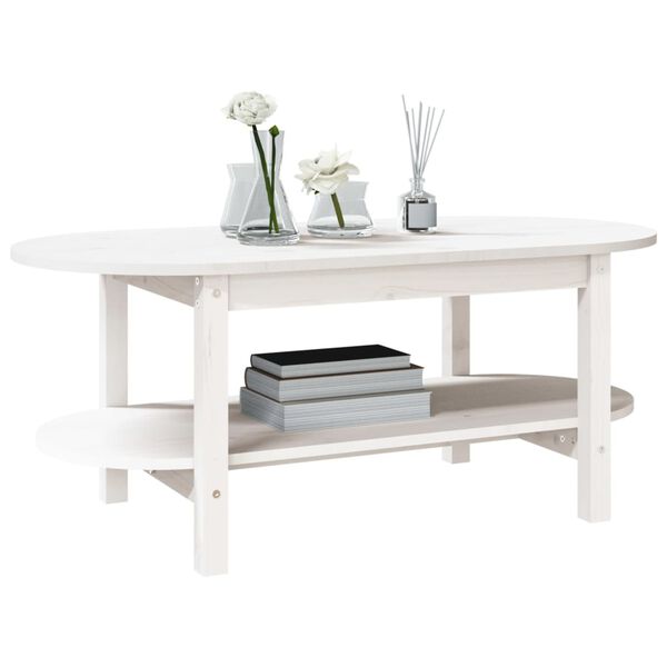 vidaXL Table basse Blanc 110x55x45 cm Bois massif de pin