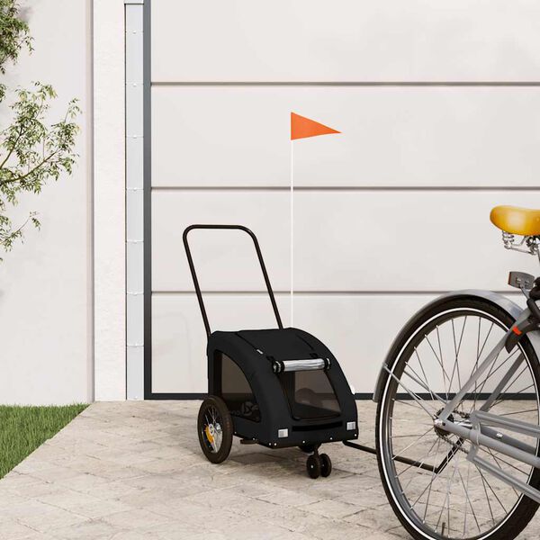 vidaXL Remorque de v&eacute;lo pour animaux de compagnie noir