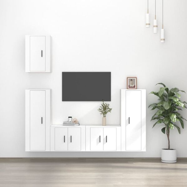 vidaXL Ensemble de meubles TV 5 pcs Blanc Bois d'ing&eacute;nierie