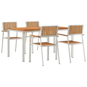 vidaXL Ensemble de repas ext&eacute;rieur 5 pcs Marron Bois de teck massif