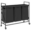vidaXL Panier &agrave; linge &agrave; 3 compartiments avec roulettes ch&ecirc;ne noir