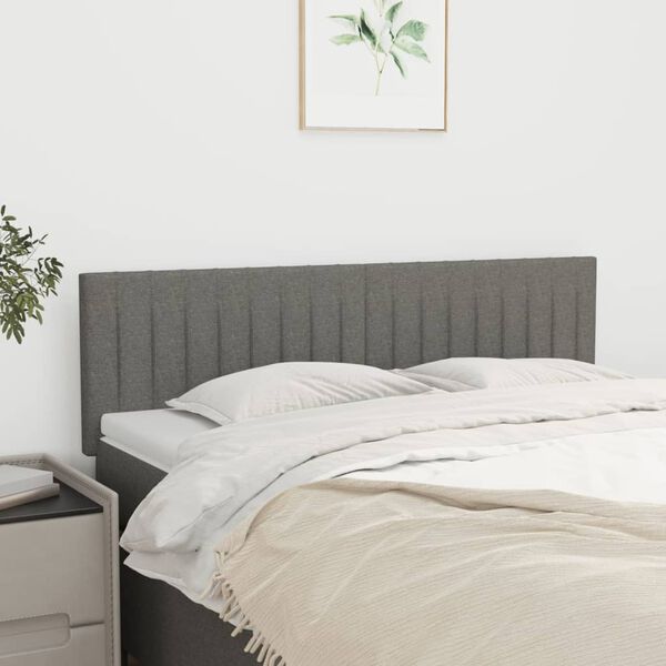 vidaXL T&ecirc;tes de lit 2 pcs Gris fonc&eacute; 72x5x78/88 cm Tissu