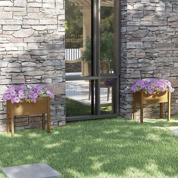 vidaXL Jardini&egrave;res 2 pcs Marron miel 70x31x70 cm Bois de pin massif
