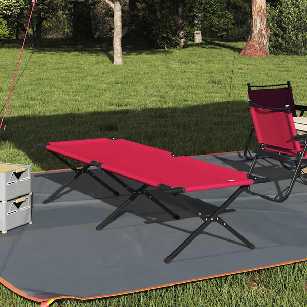 vidaXL Lit de camping pliant Rouge Tissu Oxford