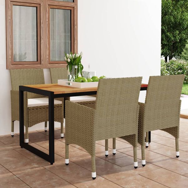 vidaXL Ensemble &agrave; manger de jardin 5 pcs Beige