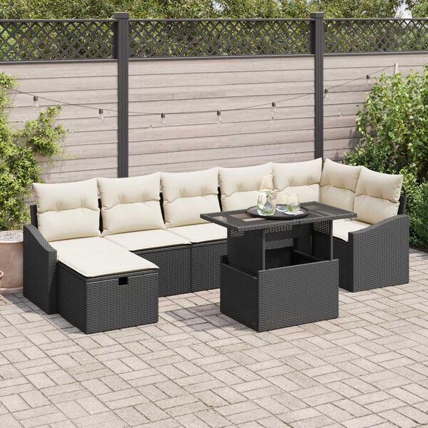 vidaXL Ensemble de canap&eacute; de jardin 8 pcs Noir polyrotin