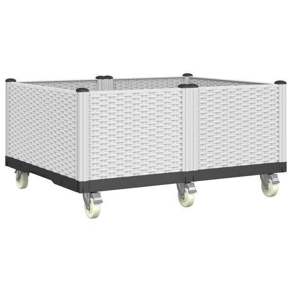 vidaXL Jardini&egrave;re &agrave; roulettes blanc 100x80x54 cm PP