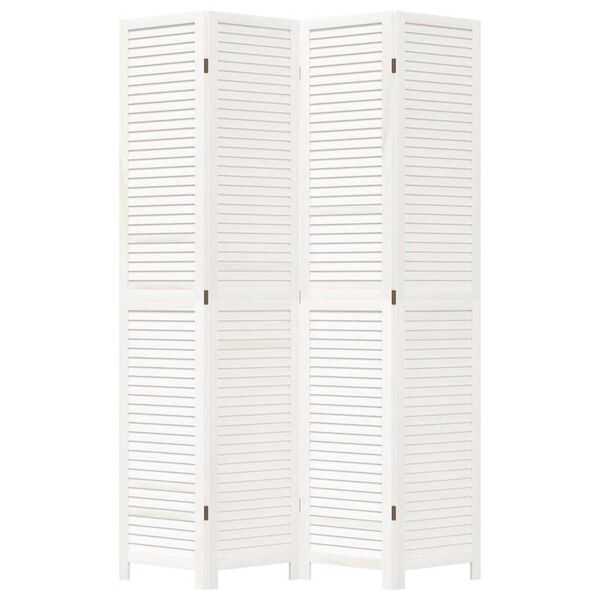 vidaXL Cloison de s&eacute;paration 4 panneaux blanc bois de paulownia massif