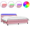vidaXL Sommier &agrave; lattes de lit avec matelas et LED rose 180x210 cm velours