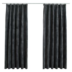 vidaXL Rideaux occultants et crochet 2pcs Velours Anthracite 140x175cm
