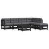 vidaXL Salon de jardin 7 pcs avec coussins noir bois massif