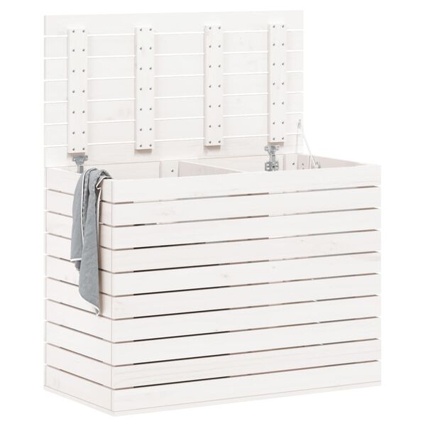 vidaXL Panier &agrave; linge blanc 88,5x44x66 cm bois massif de pin