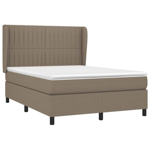 vidaXL Sommier &agrave; lattes de lit avec matelas Taupe 140x200 cm Tissu