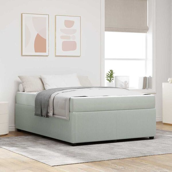 vidaXL Cadre de lit avec matelas Gris clair 140 x 200 cm tissu