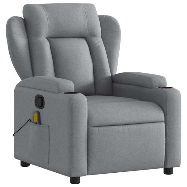 vidaXL Fauteuil de massage inclinable gris clair tissu