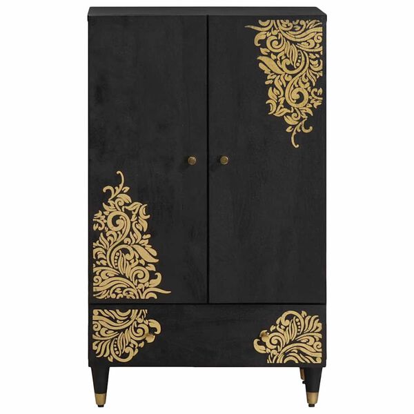 vidaXL Haut Armoire Noir 60 x 33 x 100 cm Bois de mangue massif