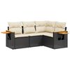 vidaXL Salon de jardin 4 pcs avec coussins noir r&eacute;sine tress&eacute;e