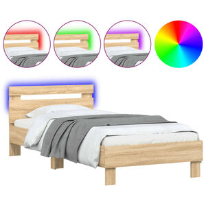 vidaXL Cadre de lit sans matelas avec lumi&egrave;res LED 90x190 cm