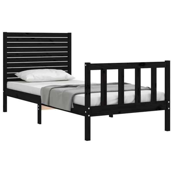 vidaXL Cadre de lit sans matelas noir bois de pin massif