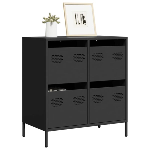 vidaXL Buffet noir 68x39x73,5 cm acier laminé à froid