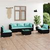 vidaXL Salon de jardin 6 pcs avec coussins Résine tressée Noir