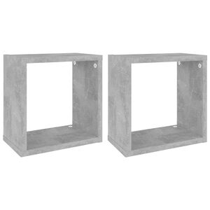 vidaXL &Eacute;tag&egrave;res cube murales 2 pcs Gris b&eacute;ton 26x15x26 cm