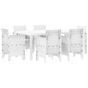 vidaXL Ensemble de salle &agrave; manger pour jardin 7 pcs Blanc Rattan Polt