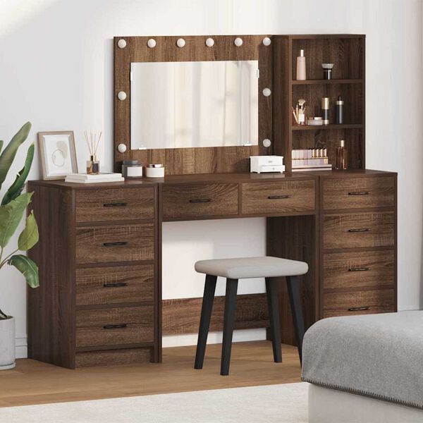 vidaXL Table de Toilette avec tiroir 3 pcs Marron 40 x 41 x 135 cm