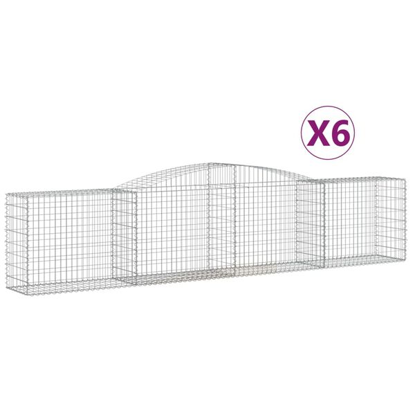 vidaXL Paniers à gabions arqués 6 pcs 400x50x80/100 cm Fer galvanisé