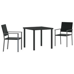 vidaXL Ensemble de salle &agrave; manger pour jardin 3 pcs Noir Rotin PE