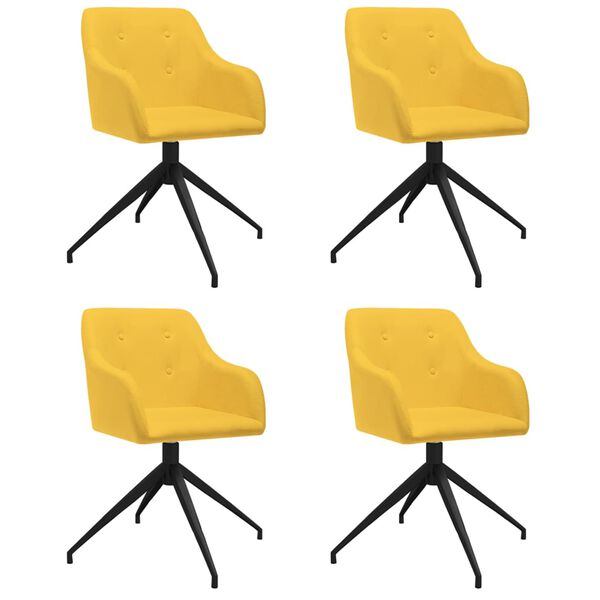 vidaXL Chaises pivotantes &agrave; manger lot de 4 jaune tissu