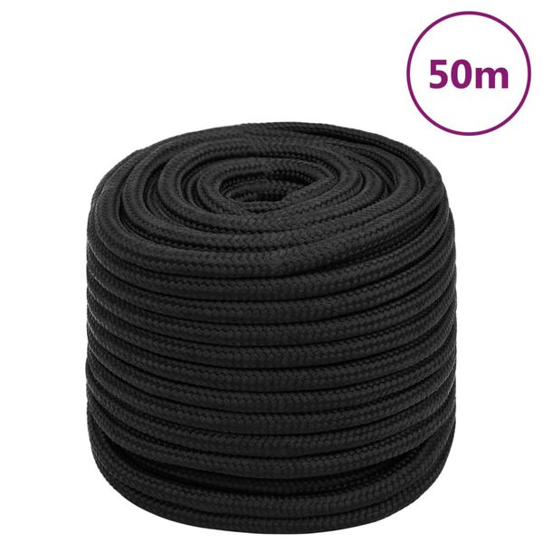 vidaXL Corde de bateau Noir complet 16 mm 50 m Polypropylène