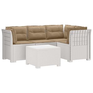 vidaXL Canap&eacute; de jardin 4 places avec coussins style rotin PP Blanc