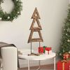 vidaXL Sapin de Noël avec support Marron 90 cm Bois de teck solide
