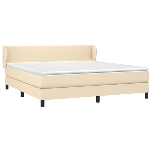 vidaXL Sommier &agrave; lattes de lit avec matelas Cr&egrave;me 180x200 cm Tissu