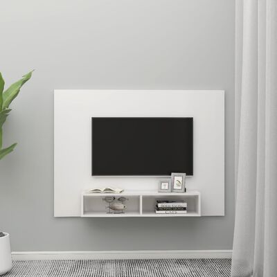 vidaXL Meuble TV mural Blanc brillant 135x23,5x90 cm Aggloméré