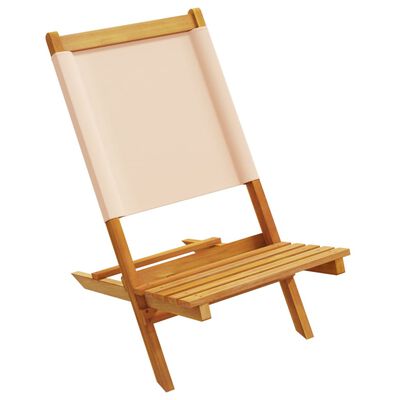 vidaXL Chaises de jardin lot de 2 beige bois d'acacia massif et tissu