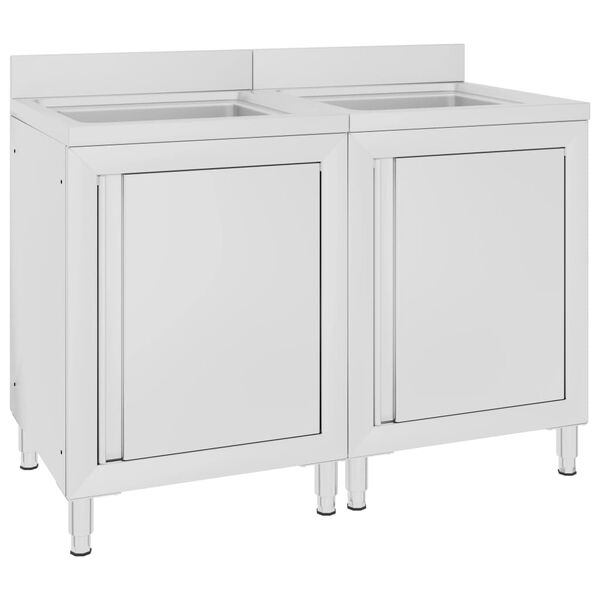 vidaXL &Eacute;viers de cuisine commerciaux 2 pcs Acier inoxydable