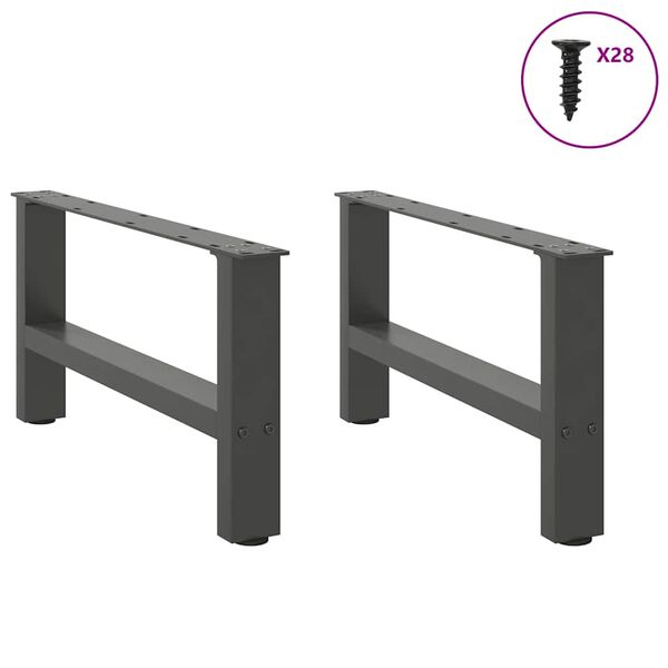 vidaXL Pieds de table basse Anthracite 2 pi&egrave;ces 70 x (30-31) cm Acier