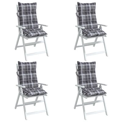 vidaXL Coussins de chaise à dossier haut lot de 4 motif carreaux gris