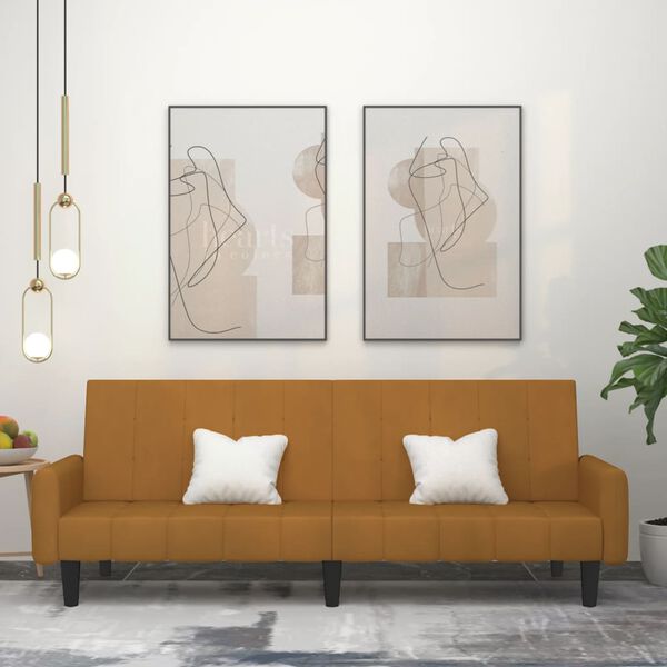 vidaXL Canap&eacute;-lit &agrave; 2 places Marron Velours