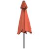 vidaXL Parasol de jardin avec lumi&egrave;res LED et m&acirc;t en acier terre cuite