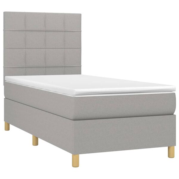 vidaXL Sommier &agrave; lattes de lit matelas et LED Gris clair 100x200 cm