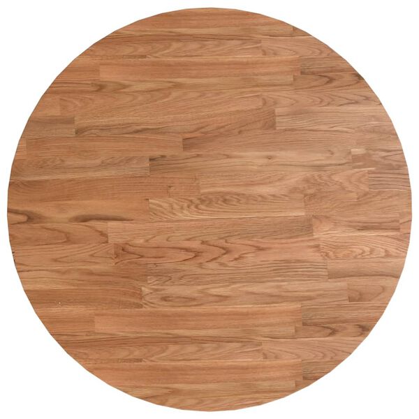 vidaXL Dessus de table rond Marron clair &Oslash;50x1,5 cm Bois ch&ecirc;ne trait&eacute;