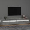 vidaXL Meuble TV avec lumi&egrave;res LED Gris b&eacute;ton 240x35x40 cm