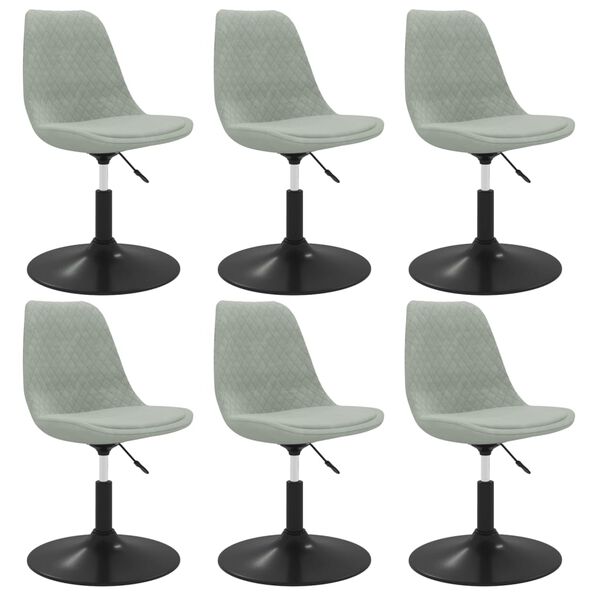 vidaXL Chaises pivotantes &agrave; manger lot de 6 Gris clair Velours