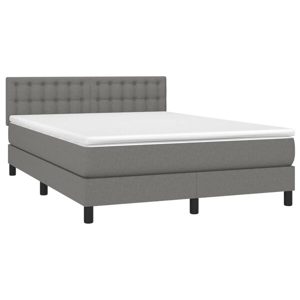 vidaXL Sommier &agrave; lattes de lit et matelas et LED Gris fonc&eacute; 140x190 cm